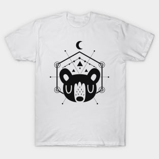 Moon Bear Geometric Design in Black T-Shirt